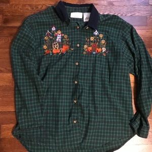 🌵Vintage Blue and Green Plaid Fall Shirt Size L